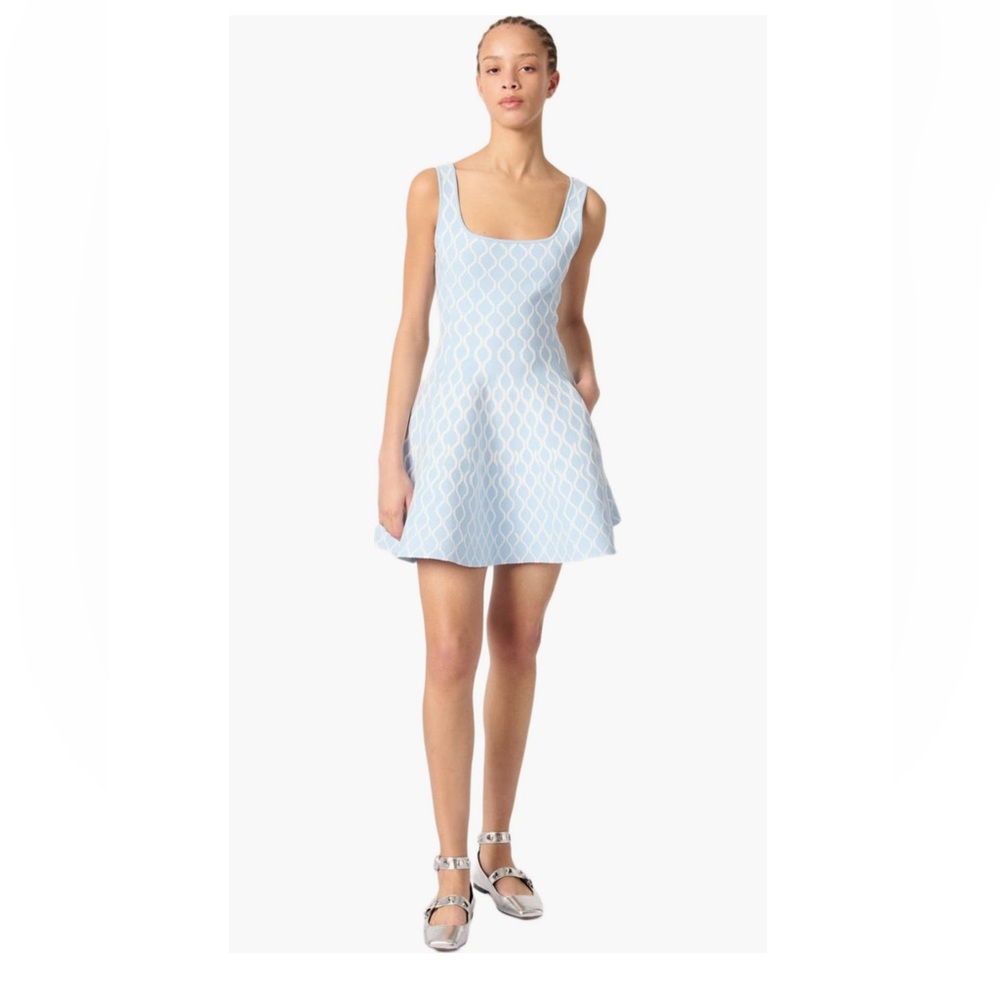Maje Light Blue Geometric Mini Dress